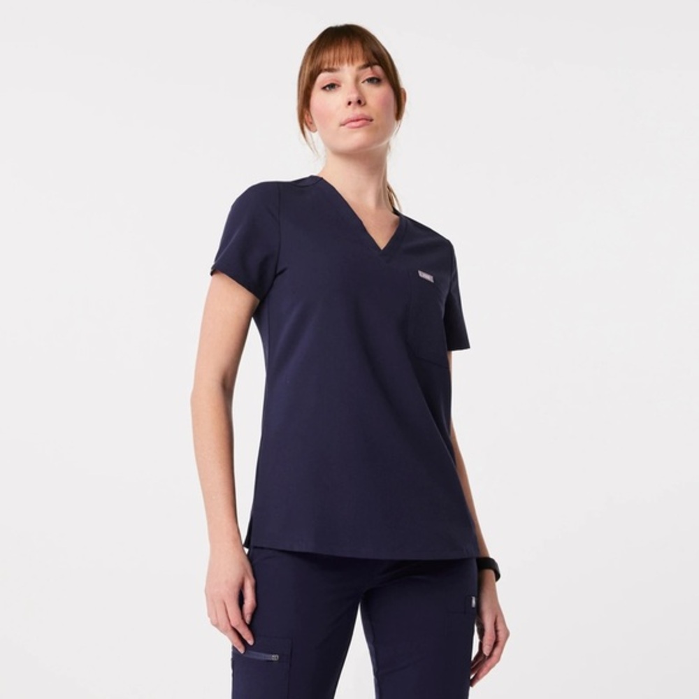 Figs Catarina One Pocket Scrub Top Navy Blue Size XS